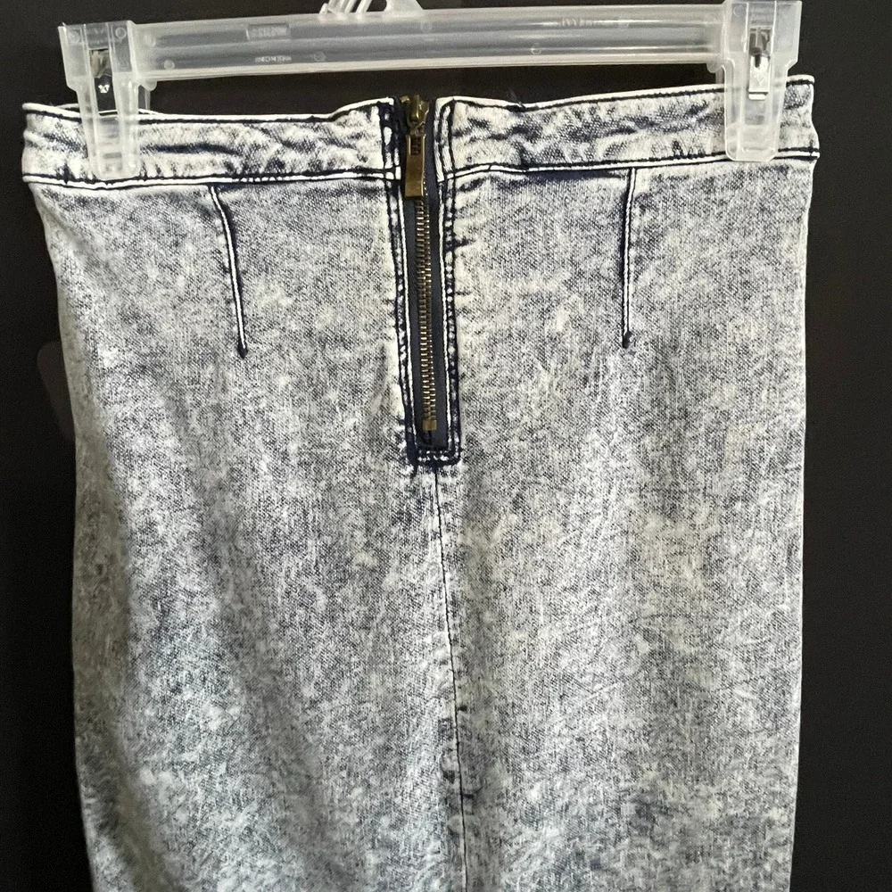 Vintage Iris Jeans Pencil Skirt Womens S Blue Good Acid Wash High Waist Midi